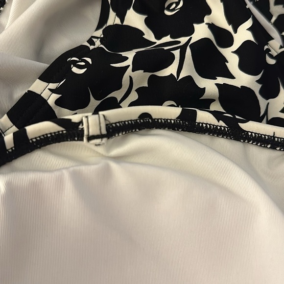 Kate Spade Bandeau One Piece Swimsuit Rosy Garden Black & White Sz Small Preppy - Picture 11 of 12